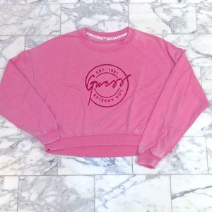Guess bubble gum pink crop sweatshirt